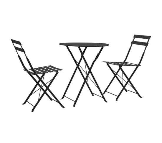 Mobilier De Bistro 3 PCs Acier Noir