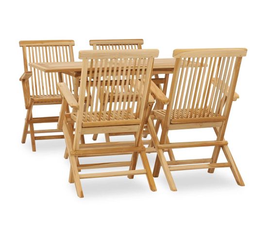 Mobilier À Dîner D'extérieur 5 PCs Bois De Teck Massif