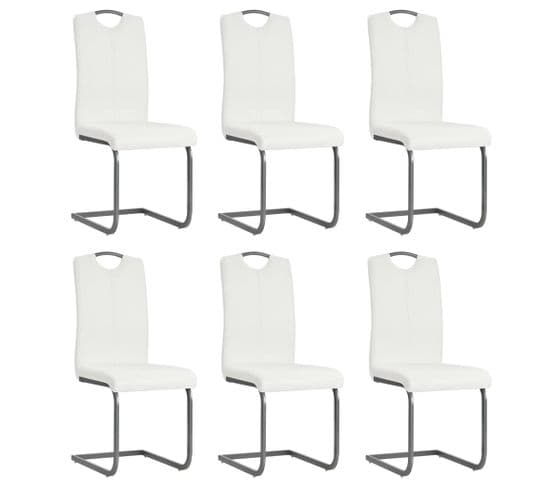 Chaises À Manger Cantilever Lot De 6 Blanc Similicuir