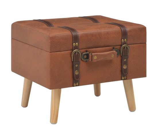 Tabouret de rangement 40 cm marron pâle similicuir