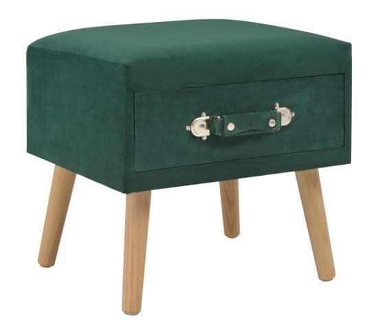 Table De Chevet Vert 40x35x40 Cm Velours