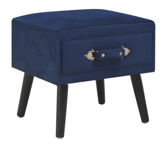 Table De Chevet Bleu 40x35x40 Cm Velours