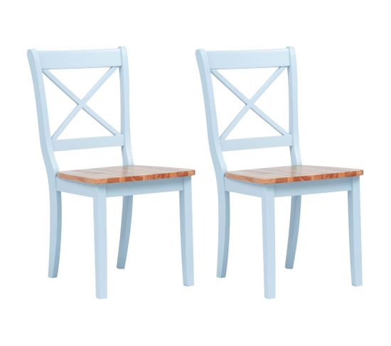 Chaises à manger lot de 2 gris et bois clair bois hévéa massif