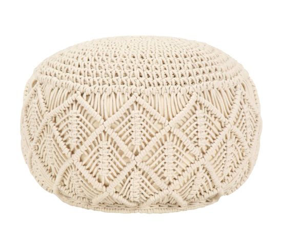 Pouf Fait À La Main En Macramé 45 X 30 Cm Coton