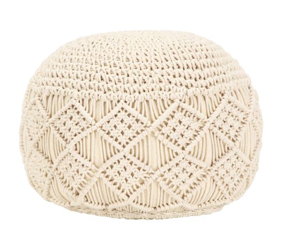 Pouf Fait À La Main En Macramé 45 X 30 Cm Coton