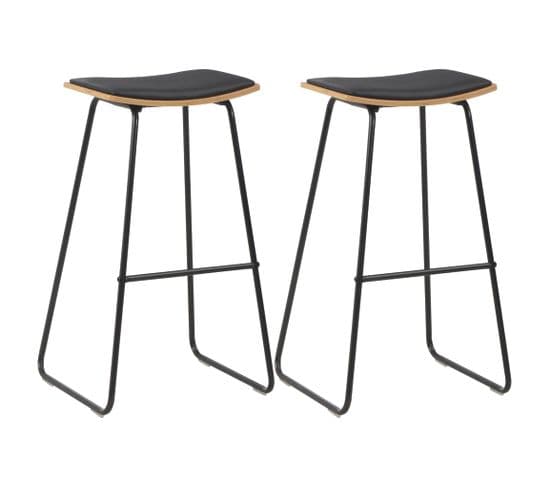 Tabourets De Bar Lot De 2 Noir Similicuir