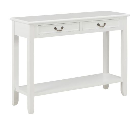 Table Console Blanc 110x35x80 Cm Bois