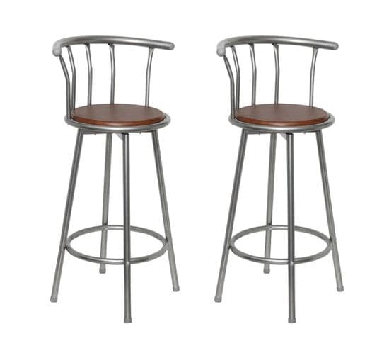 Tabourets De Bar Lot De 2 Marron Acier