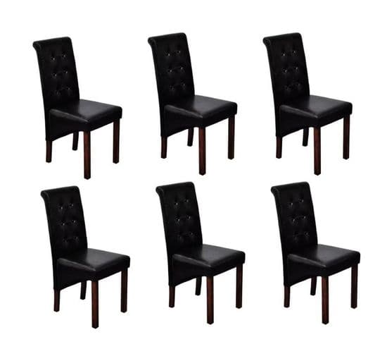 Chaises À Manger Lot De 6 Noir Similicuir