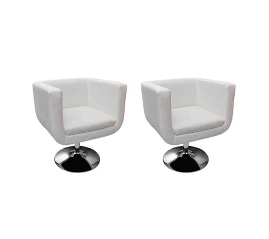 Chaises De Bar 2 PCs Blanc Similicuir