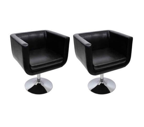 Chaise De Bar 2 PCs Cuir Artificiel Noir