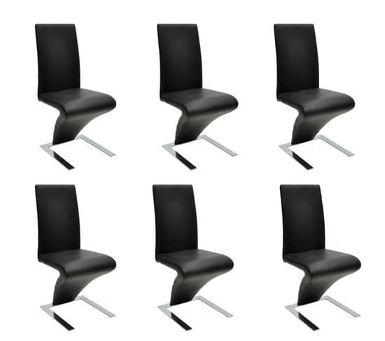 Chaises De Salle À Manger 6 PCs Noir Similicuir