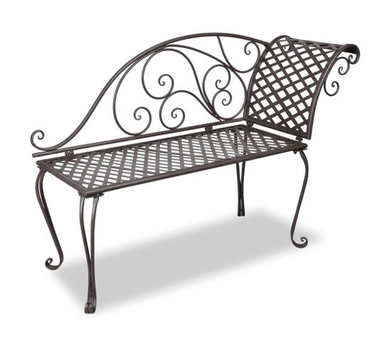 Chaise Longue De Jardin 128 Cm Acier Antique Marron