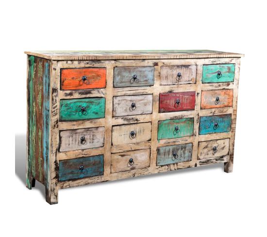 Armoire Avec 16 Tiroirs Bois Massif De Récupération Multicolore