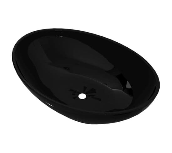 Lavabo Ovale Céramique 40 X 33 Cm Noir