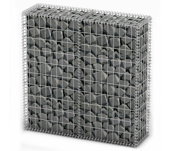 Panier De Gabion Avec Couvercle Fil Galvanisé 100 X 100 X 30 Cm