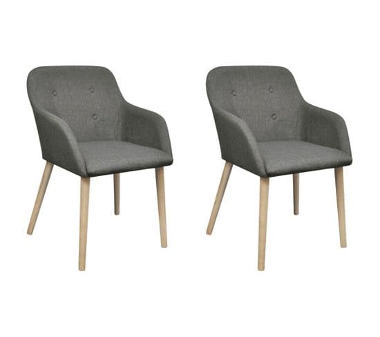 Chaises À Manger Lot De 2 Gris Clair Tissu Et Chêne Massif