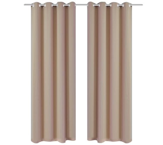 2 PCs Rideau Blackout Occultant Crème Avec Oeillets En Métal 135x245cm