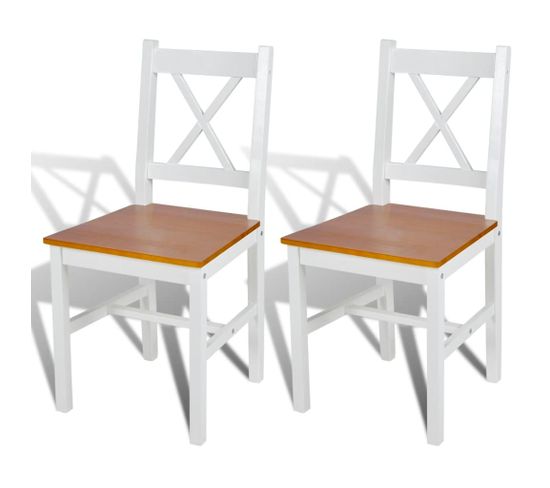 Vidaxl Chaises à Manger Lot De 2 Avec Dossier Blanc Bois De Pin Sièges De Cuisine Meubles De Repas