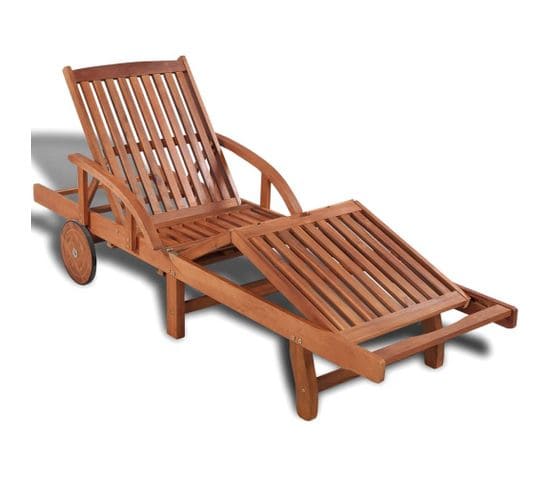 Chaise Longue Outdoor En Bois D'acacia - 60x200cm - Marron Foncé