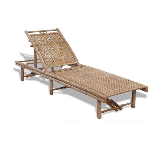 Chaise Longue Outdoor En Bambou - 60x200cm - Marron Clair