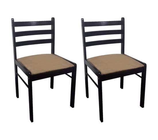 Chaises À Manger Lot De 2 Marron Hévéa Solide Et Velours