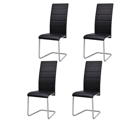 Chaises À Manger Cantilever Lot De 4 Noir Similicuir