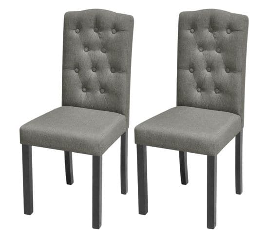 Vidaxl Chaises à Manger Lot De 2 Avec Dossier Gris Tissu Siège De Cuisine Meuble De Repas Intérieur