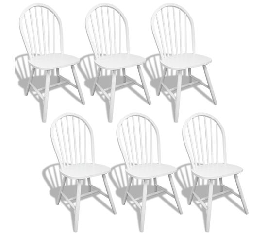 Chaises à Manger Lot De 6 Blanc Bois D'hévéa Massif