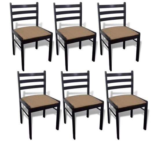 Chaises à Manger Lot De 6 Marron Bois Solide Et Velours