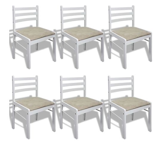 Chaises à Manger Lot De 6 Blanc Bois Solide Et Velours