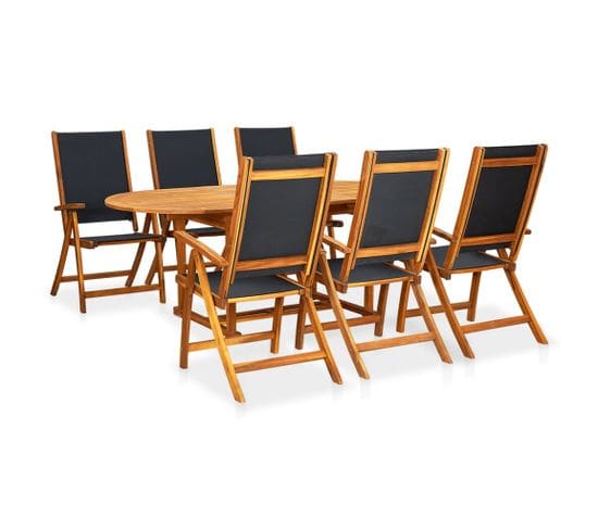 Mobilier À Dîner D'extérieur 7 PCs En Bois D'acacia Solide