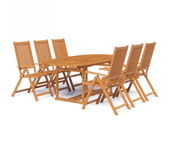 Mobilier À Dîner D'extérieur 7 PCs En Bois D'acacia Solide