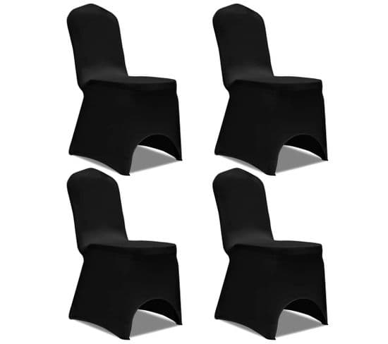 Housse De Chaise Extensible 4 PCs Noir