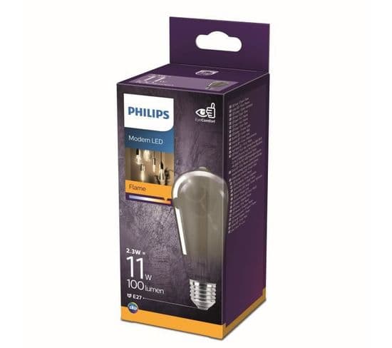 Ampoule LED Equivalent 11w E27 Smoky Blanc Chaud Non Dimmable, Verre