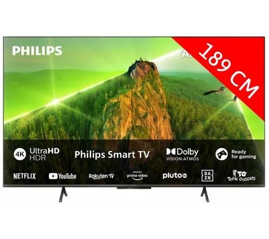 TV LED 75" (189 cm) 4K Ultra HD - Ambilight Smart TV - 75pus8108/12