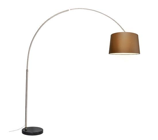 Lampe à Arc Tissu Acier Abat-jour Marron 45 Cm - Xxl