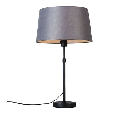 Lampe De Table Noir Avec Abat-jour Gris 35 Cm Réglable - Parte
