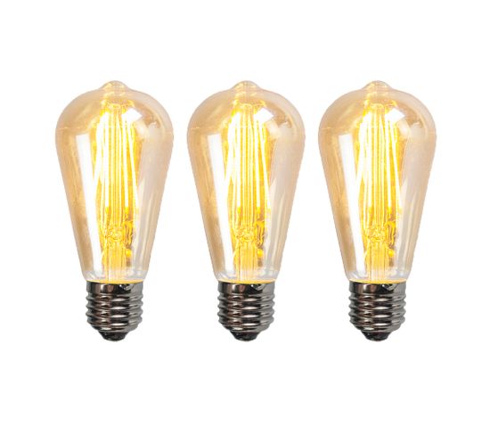 Lot De 3 Lampes LED Dimmables E27 St64 Or 5w 450 Lm 2200k