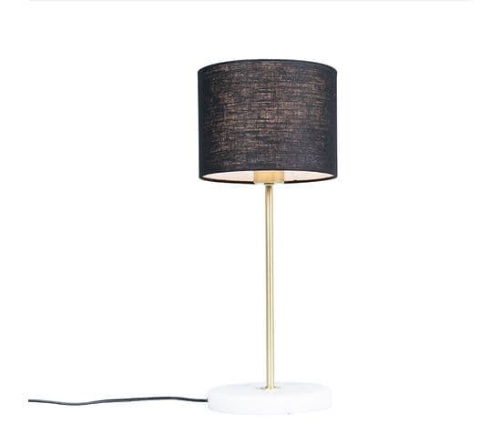 Lampe De Table En Laiton Avec Abat-jour Noir 20 Cm - Kaso