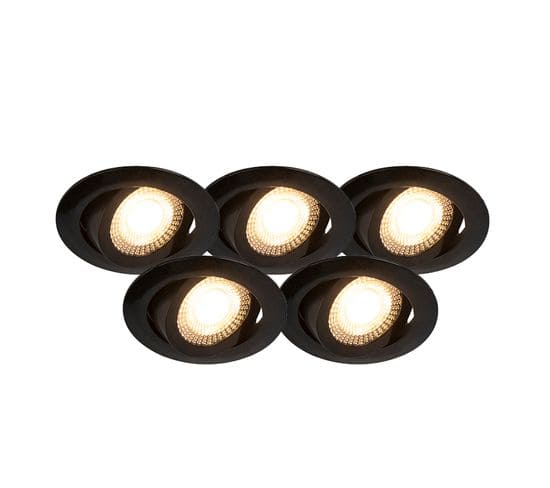 Lot De 5 Spots Encastrables Modernes Noirs Avec LED Dimmable En 3 Étapes - Mio