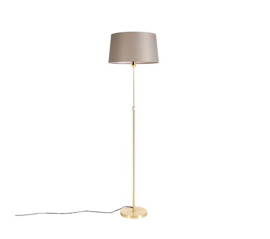 Lampadaire En Bronze Avec Abat-jour En Lin Taupe Réglable 45 Cm - Parte