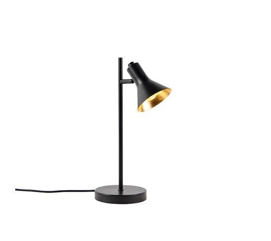 Lampe De Table Moderne Noire Avec Lumière Dorée à 1 Lumière - Magno