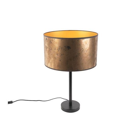 Lampe De Table Art Déco Noir Avec Abat-jour Bronze Ancien 35 Cm - Simplo