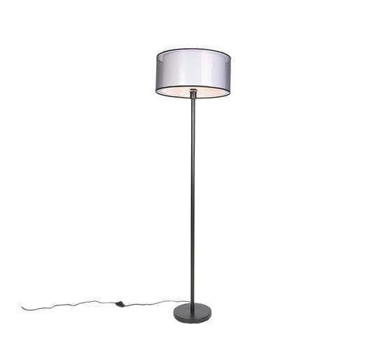 Lampadaire Design Noir Avec Abat-jour Noir Et Blanc 47 Cm - Simplo