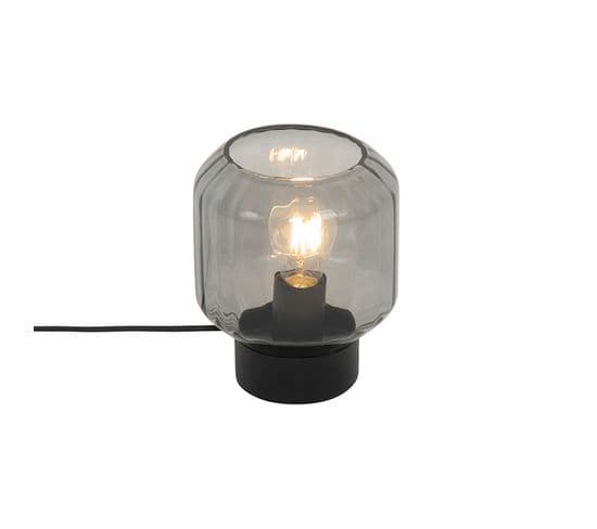 Lampe De Table Classique Noire Avec Verre Fumé - Stiklo