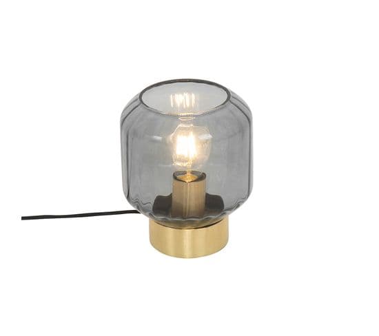 Lampe De Table Design En Laiton Avec Verre Fumé - Stiklo