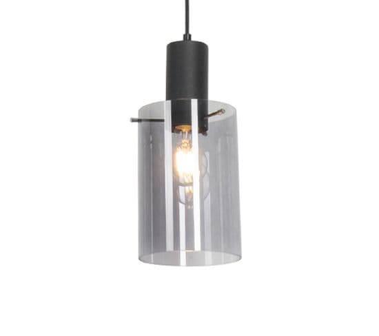 Suspension Vintage Noire Avec Verre Fumé - Vidra