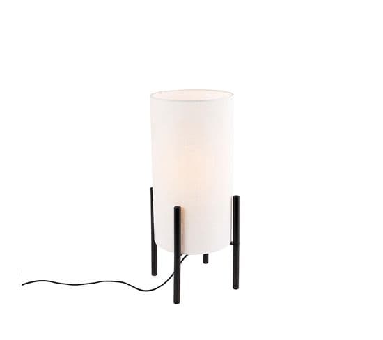 Lampe De Table Design Abat-jour En Lin Noir Blanc - Rich