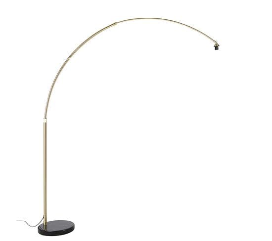 Lampe Arc En Laiton Avec Base En Marbre Noir Orientable - Xxl